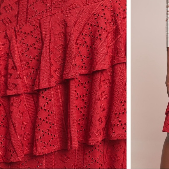 Anthropologie NWT Soigne Eyelet Red Skirt Size M. - Picture 5 of 9